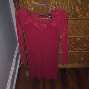 Red laced long sleeve dress
